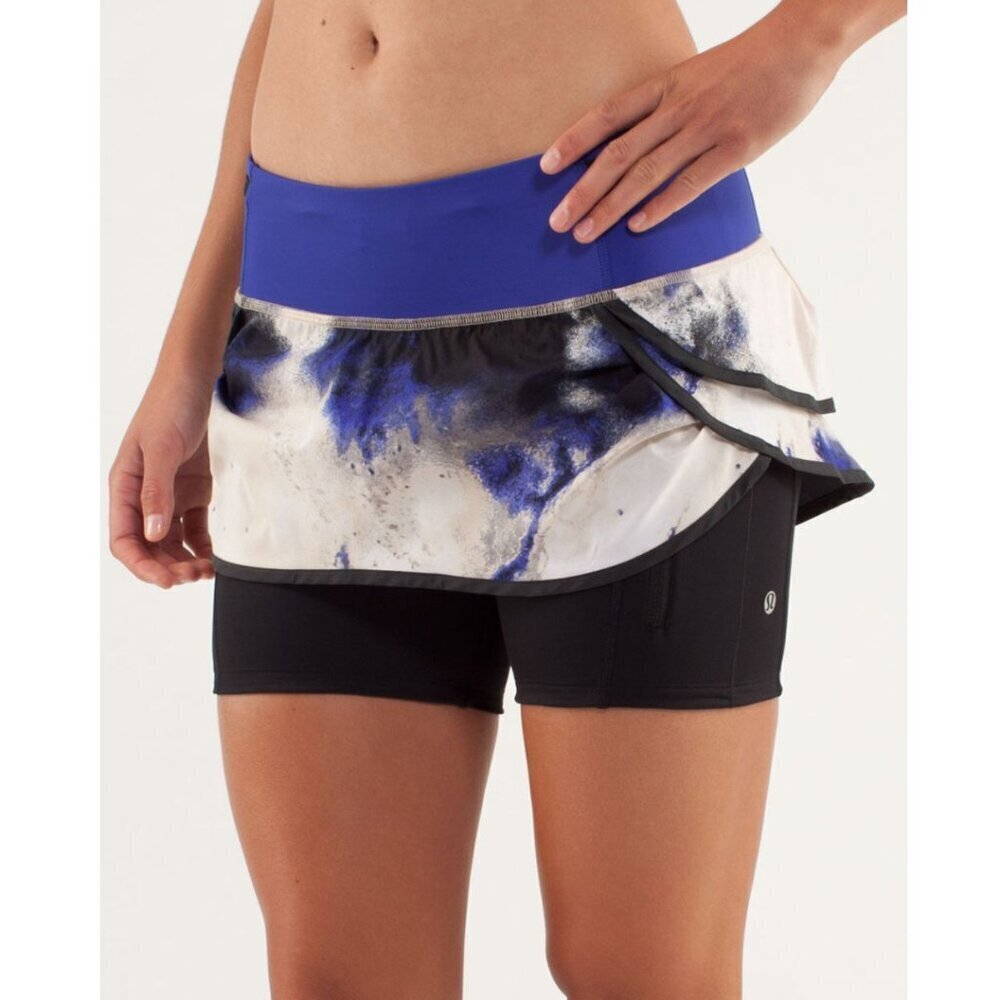 Lululemon Run: Speed Squad Skirt Milky Way Multi Print / Pigment Blue Size 4